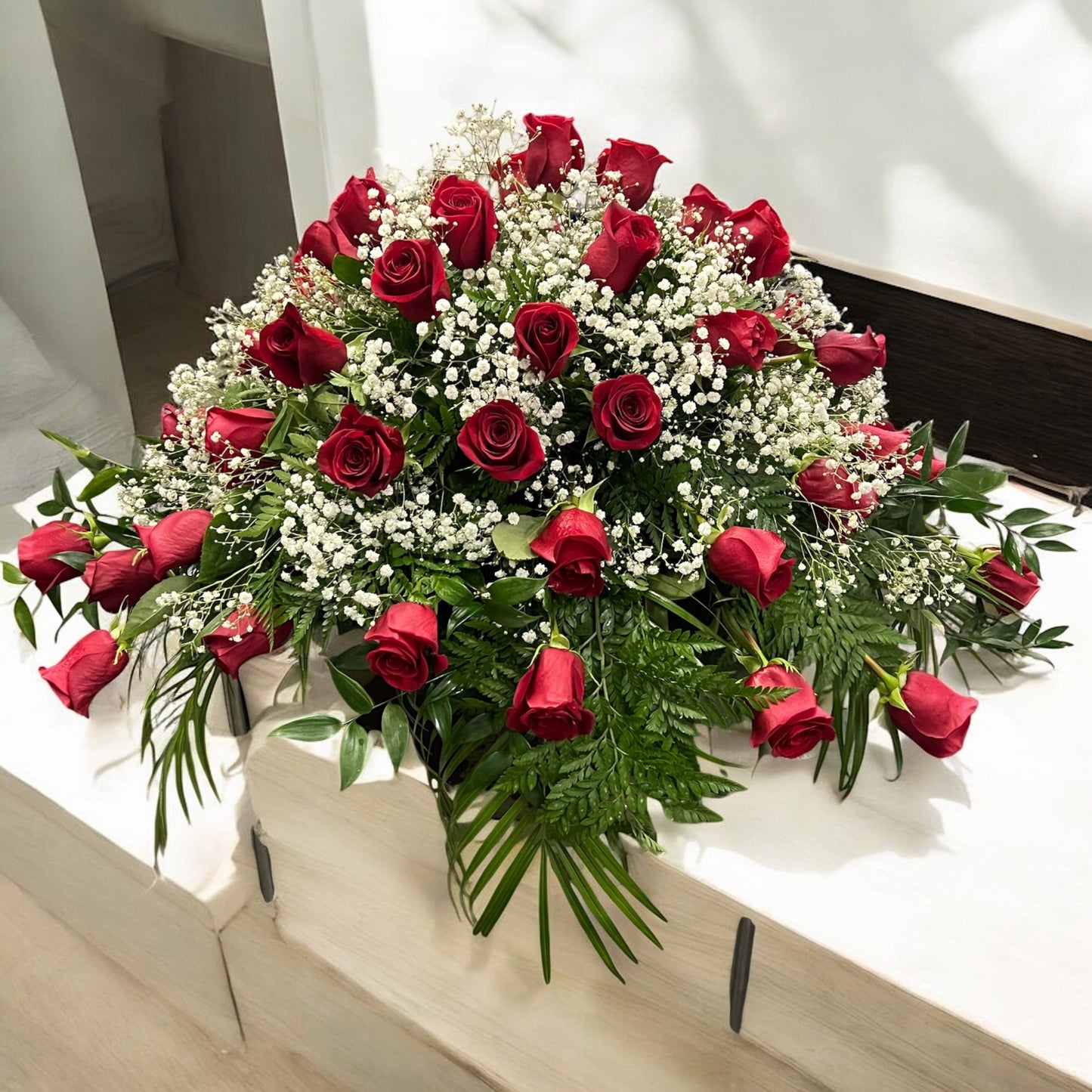 Red Rose Casket