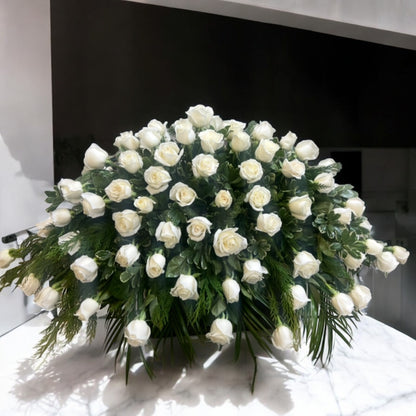 White Rose Casket – SHELTON'S FLOWERS, Amarillo TX
